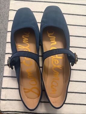 Sam Edelman Navy Blue Mary Jane Flats with Buckle Strap